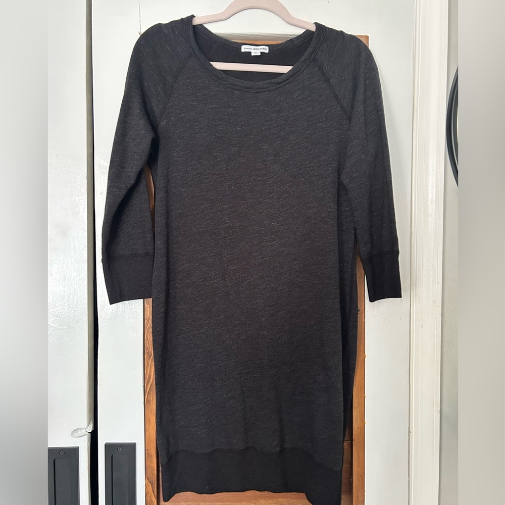 James Perse Raglan Sweatshirt Dress in Charcoal